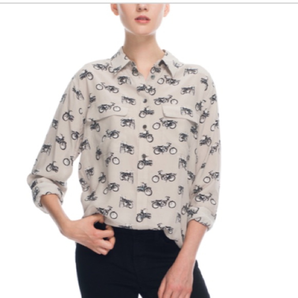 Equipment Femme Bike Motorcycle Silk Blouse SZ XS